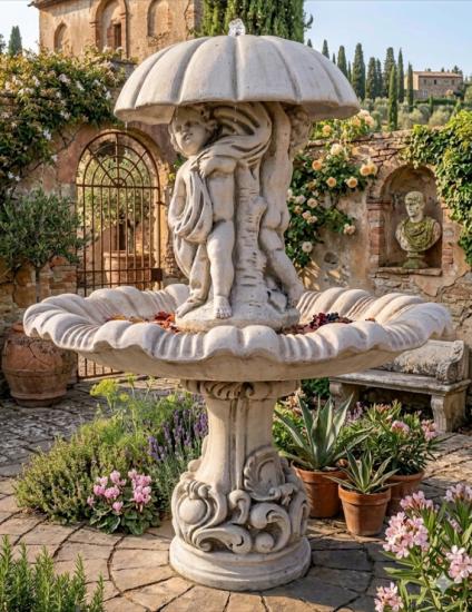 Springbrunnen mit Kinder Figur